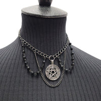 NK Pentagram Chain w Blk Beads