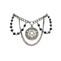 NK Pentagram Chain w Blk Beads