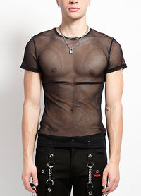 Mens S/S Fishnet Black