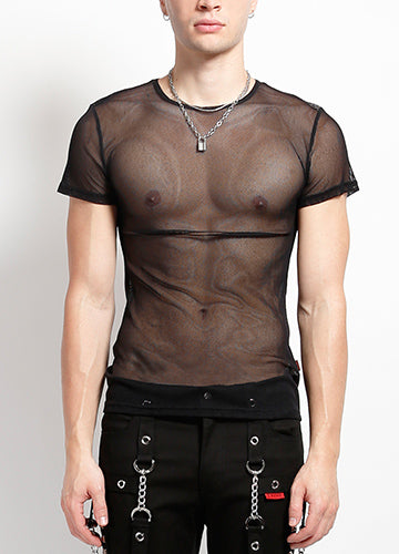 Mens S/S Fishnet Black