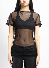 Mens S/S Fishnet Black