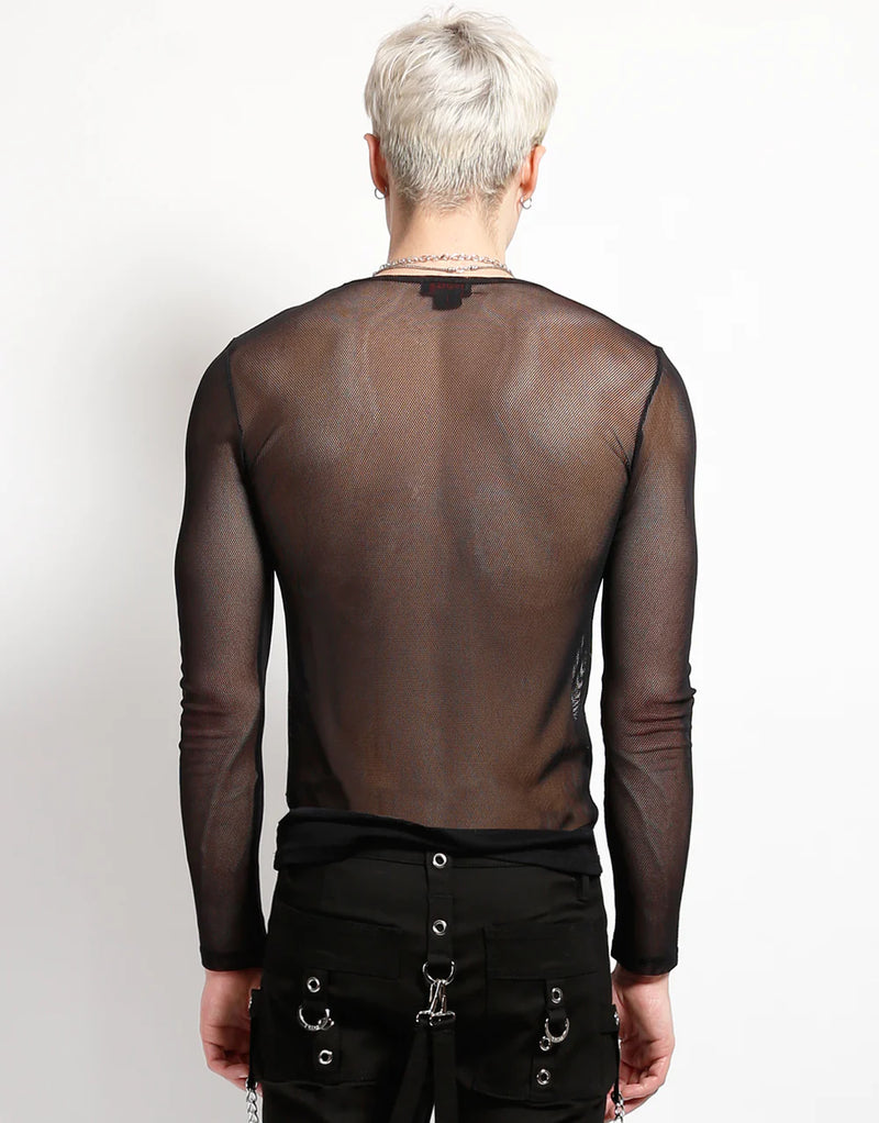 Mens L/S Fishnet Black