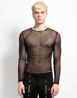 Mens L/S Fishnet Black