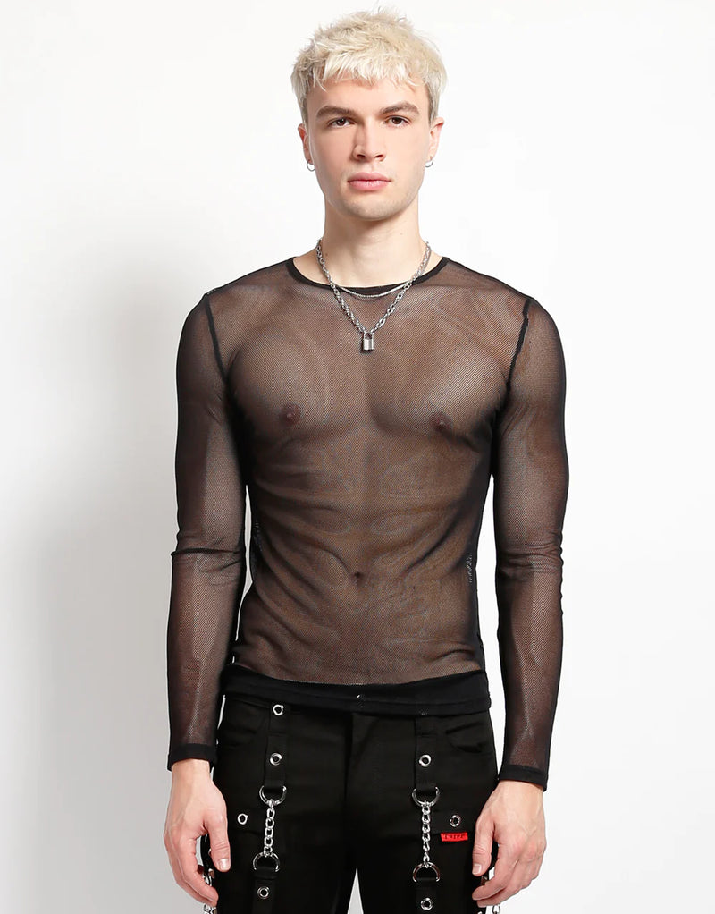 Mens L/S Fishnet Black