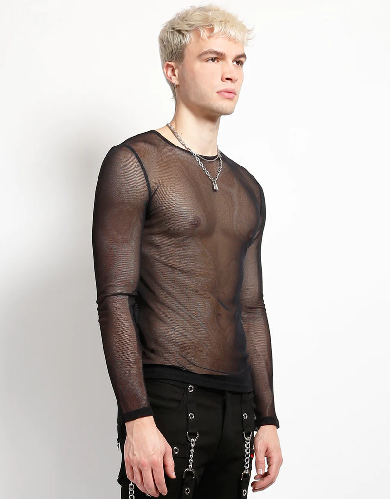 Mens L/S Fishnet Black