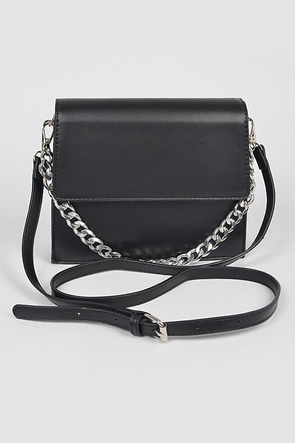 Faux Leather Chain Crossbody