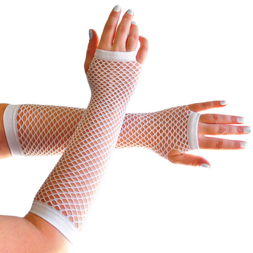 Fishnet Arm Glove-White Long