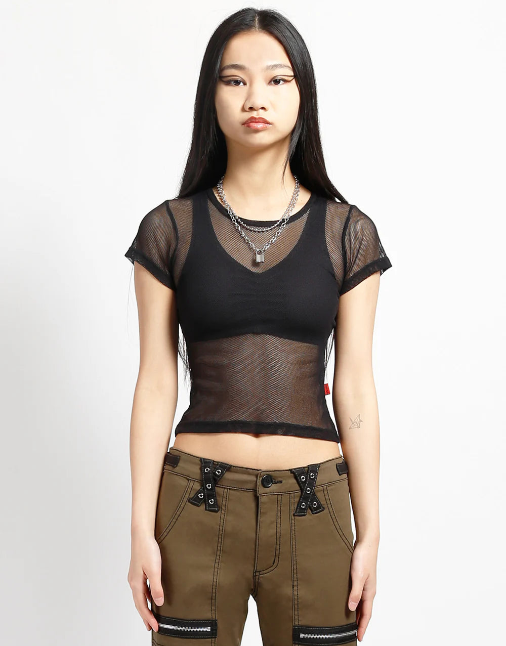 Fishnet Baby Tee Blk
