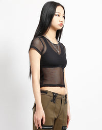 Fishnet Baby Tee Blk