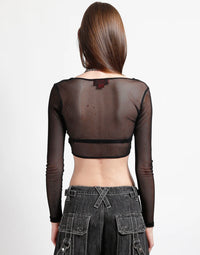 Fishnet L/S Crop Top