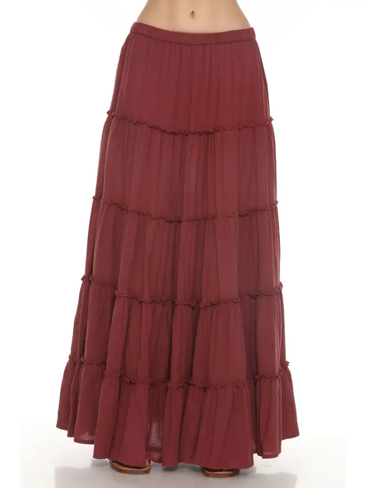 Five Layer Tiered Maroon Skirt