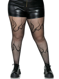 Flame Plus Net Tights Black