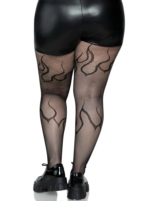 Flame Plus Net Tights Black