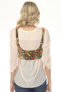 Floral Velvet Corset Vest Sage
