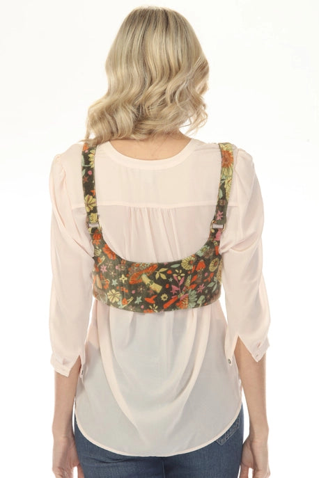 Floral Velvet Corset Vest Sage