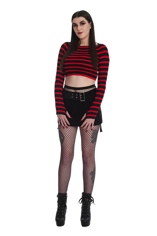 Frances Striped Cropped L/S Red