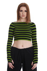Frances Striped Grn/Blk Cropped