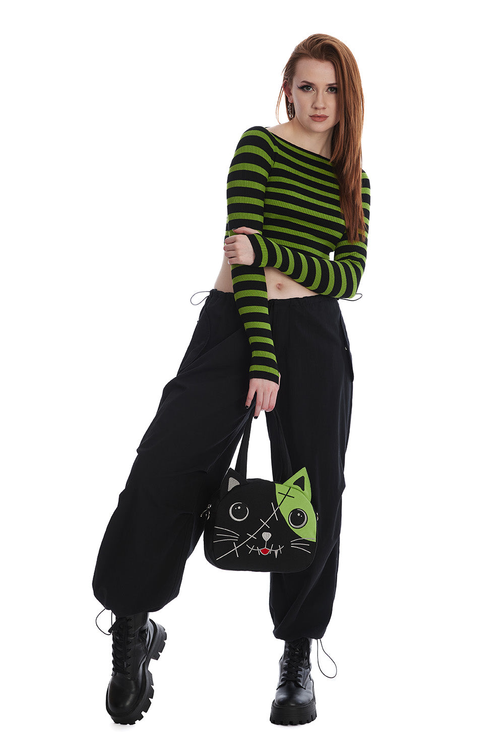 Frances Striped Grn/Blk Cropped