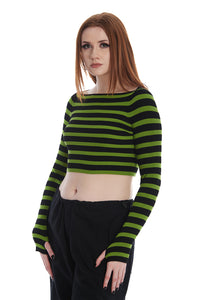 Frances Striped Grn/Blk Cropped
