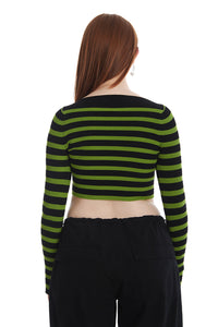 Frances Striped Grn/Blk Cropped