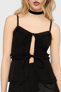 Gaia Adorned Tie Front Top