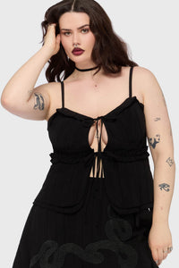 Gaia Adorned Tie Front Top