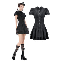 Gothic Puff Sleeve Shift Dress