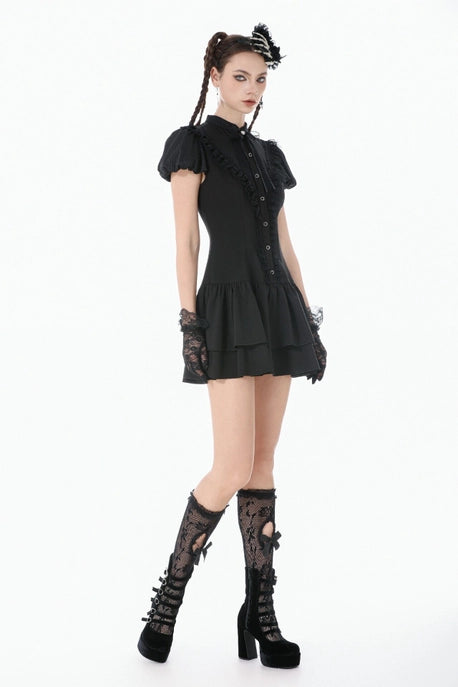 Gothic Puff Sleeve Shift Dress