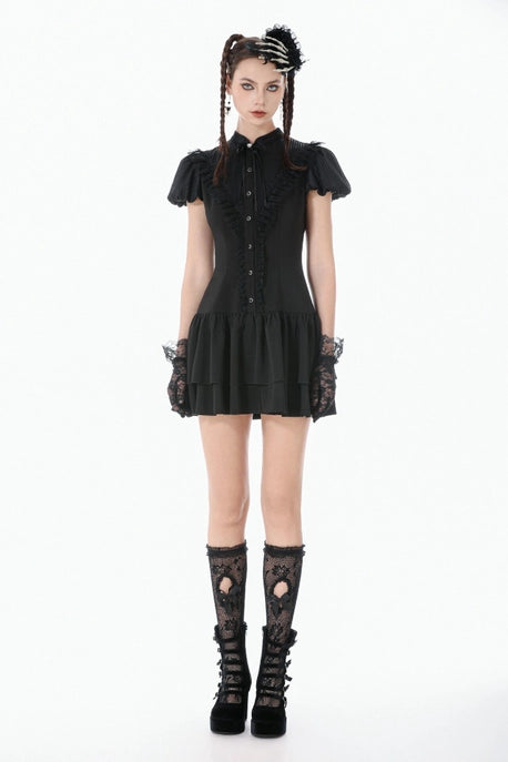 Gothic Puff Sleeve Shift Dress