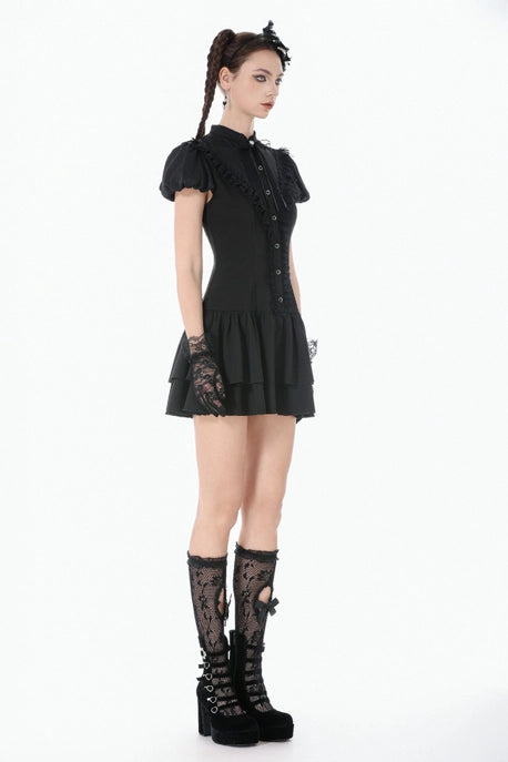 Gothic Puff Sleeve Shift Dress