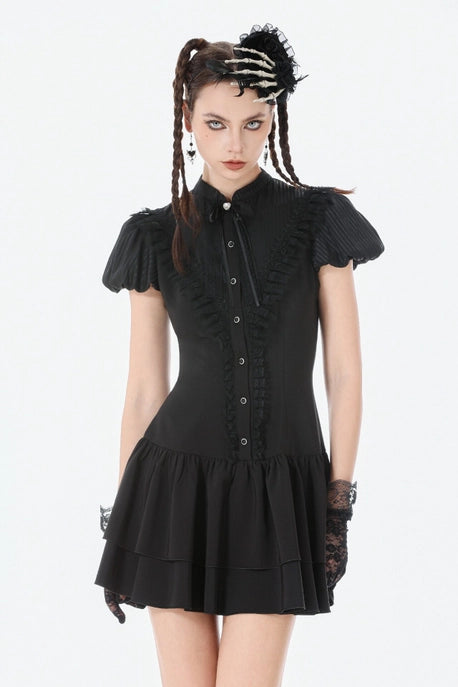 Gothic Puff Sleeve Shift Dress