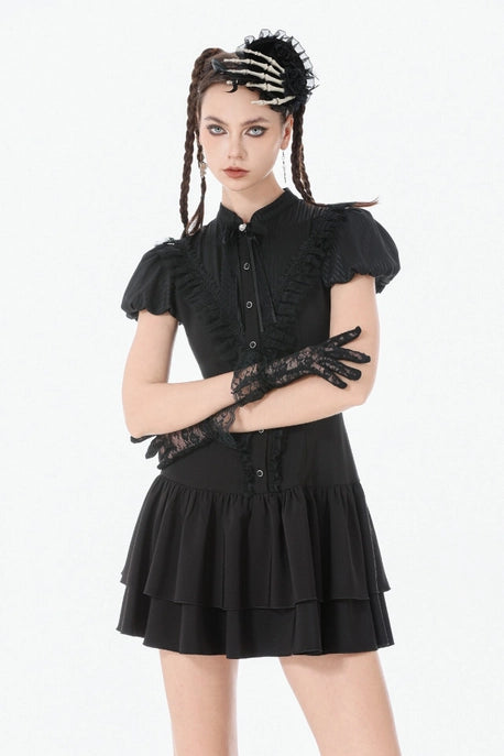 Gothic Puff Sleeve Shift Dress