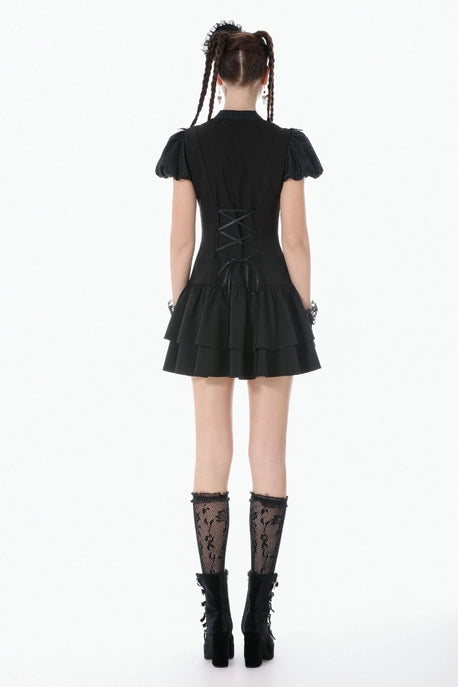 Gothic Puff Sleeve Shift Dress