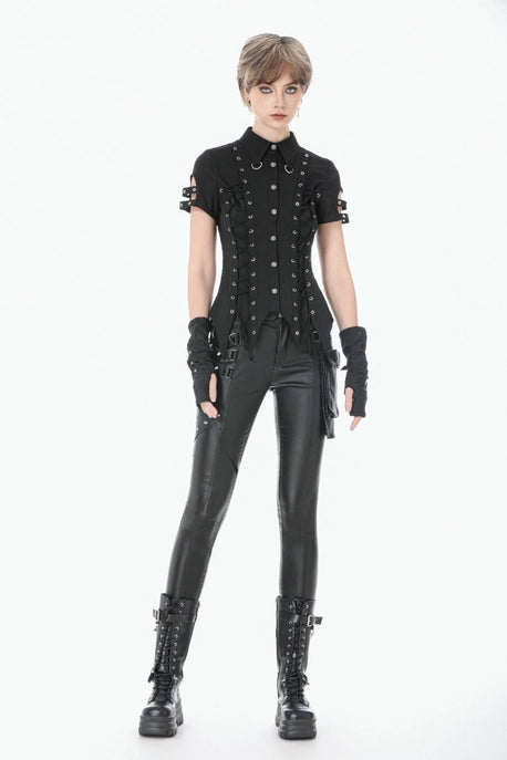 Gothic Studded Lace-Up Botton