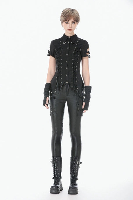 Gothic Studded Lace-Up Botton