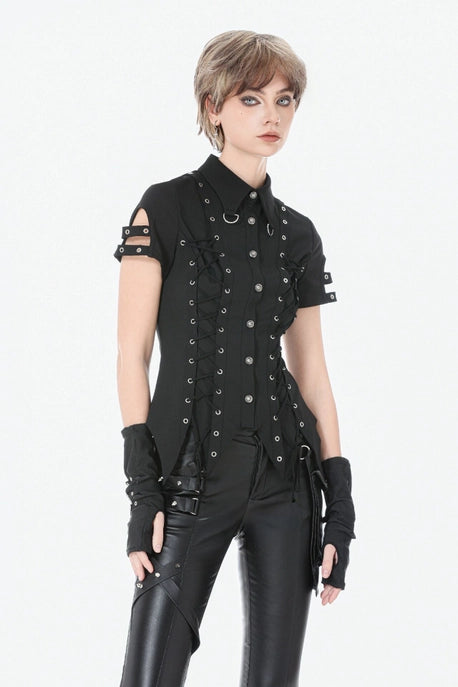 Gothic Studded Lace-Up Botton