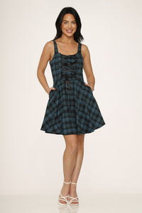 Green Plaid Mini Dress