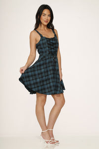 Green Plaid Mini Dress