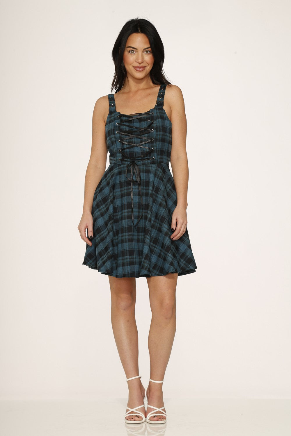 Green Plaid Mini Dress
