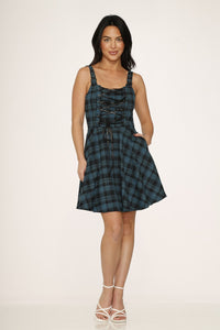 Green Plaid Mini Dress