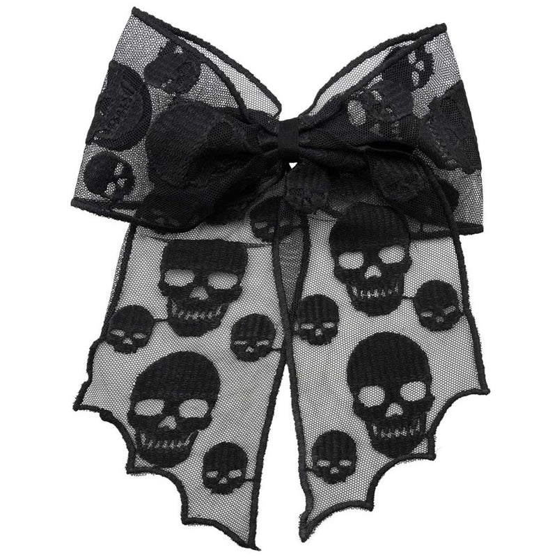 Skull Lace Hair Bow