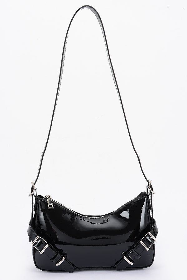 Enamel Faux Leather Multi Buckl