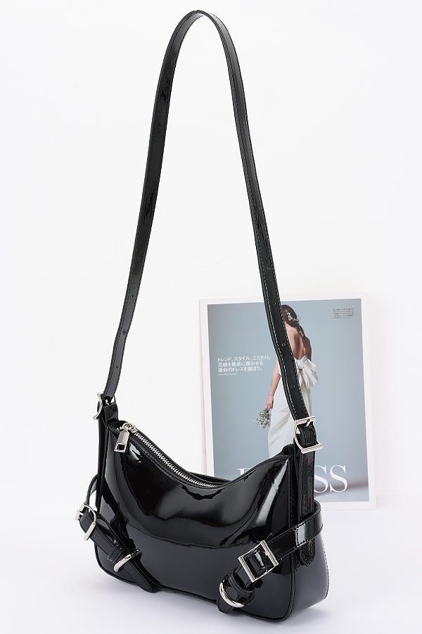 Enamel Faux Leather Multi Buckl