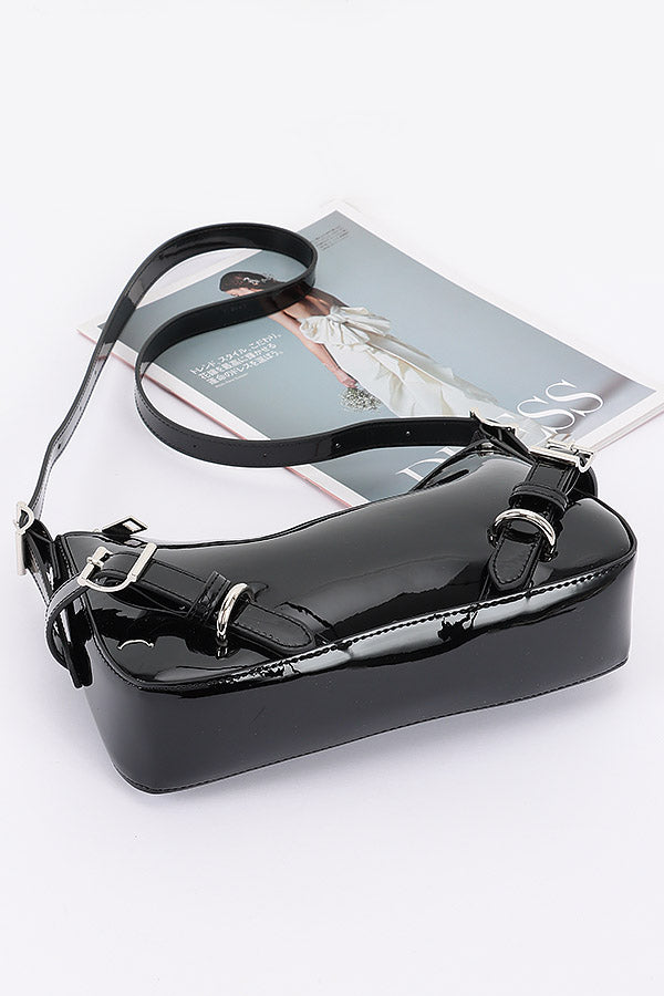 Enamel Faux Leather Multi Buckl