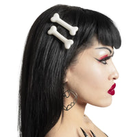 Hair Slides-mini bone wht