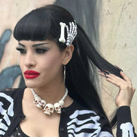 Hair Slides-mini bone wht