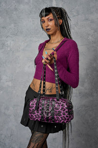 Hexy Glam Pur Leopard Handbag