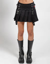 Pleated Grommet Skirt Blk