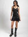 Pleated Grommet Skirt Blk