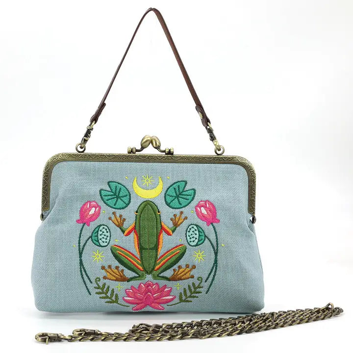 Frog in Lily Pond KissLock Bag
